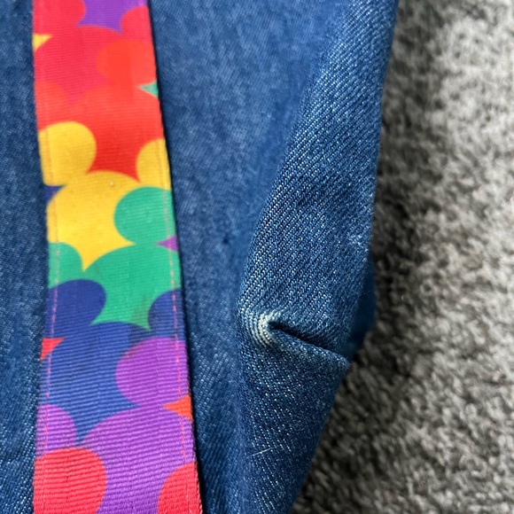 Harveys for Disney Couture Denim Tote Bag Mickey Mouse Rainbow Rare Seatbelt - Picture 4 of 11